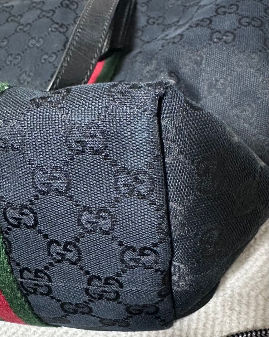 Gucci GG Canvas Tote Bag Black Leather Strap Vintage Excellent Condition thumbnail 6