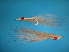 FLY FISHING FLIES - Tan/White CLOUSER DEEP MINNOW (w/ Copper) size #2 (6 Pcs.)