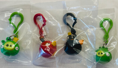 Rare 4x Angry Birds Key-Chain Lot #2 (Rovio Entertainment) (2009-2012) +baggies