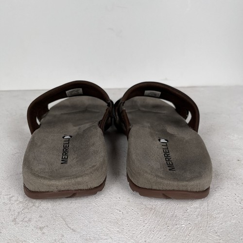 Merrell J344737C Mens Slate Black Brown Leather Sport Slide Sandals Sz 8 - Imagen 7 de 7