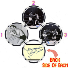 CARMEN BASILIO - BOXING HALL OF FAME - SET OF 3 POKER CHIPS - *SIGNED/AUTO*