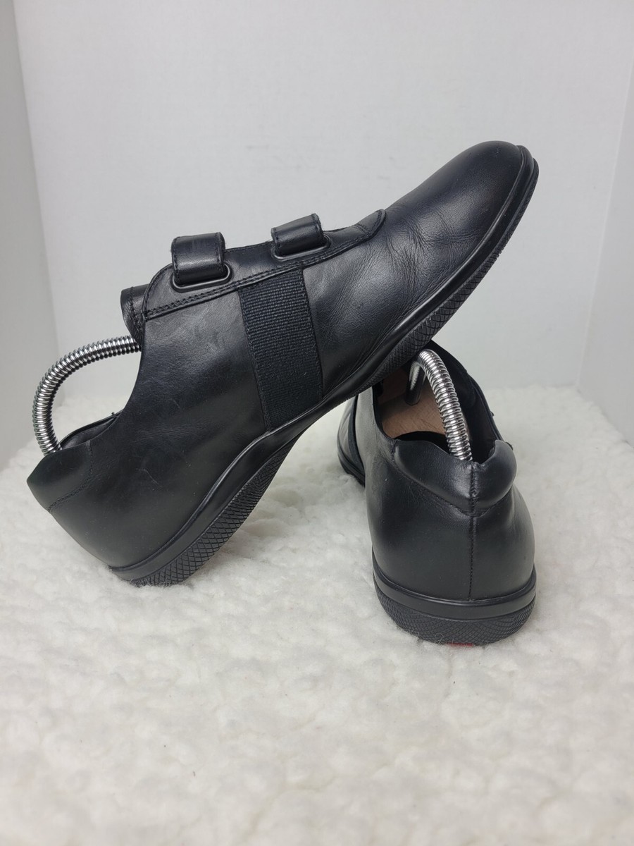 靴 PRADA Leather Strap Shoes 36 PRADA Leather HOOK + LOOP Sneakers 4P2985 White RED STRIPE