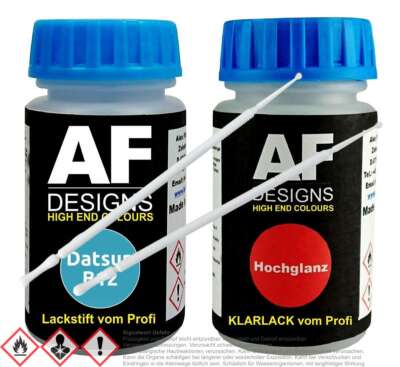 FÜR Datsun B12 Effect Aqua Met  Lackstift Klarlack Lacktupfer Autolack Set