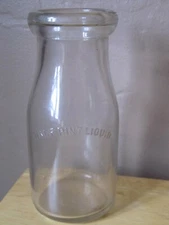 Vintage Clear Glass Half Pint MILK BOTTLE w/Embossed Lettering~VG Shape!