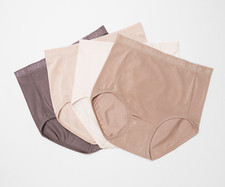 Breezies Women's Set of 4 Nylon Microfiber Brief Panty Solid Tonal Small Size