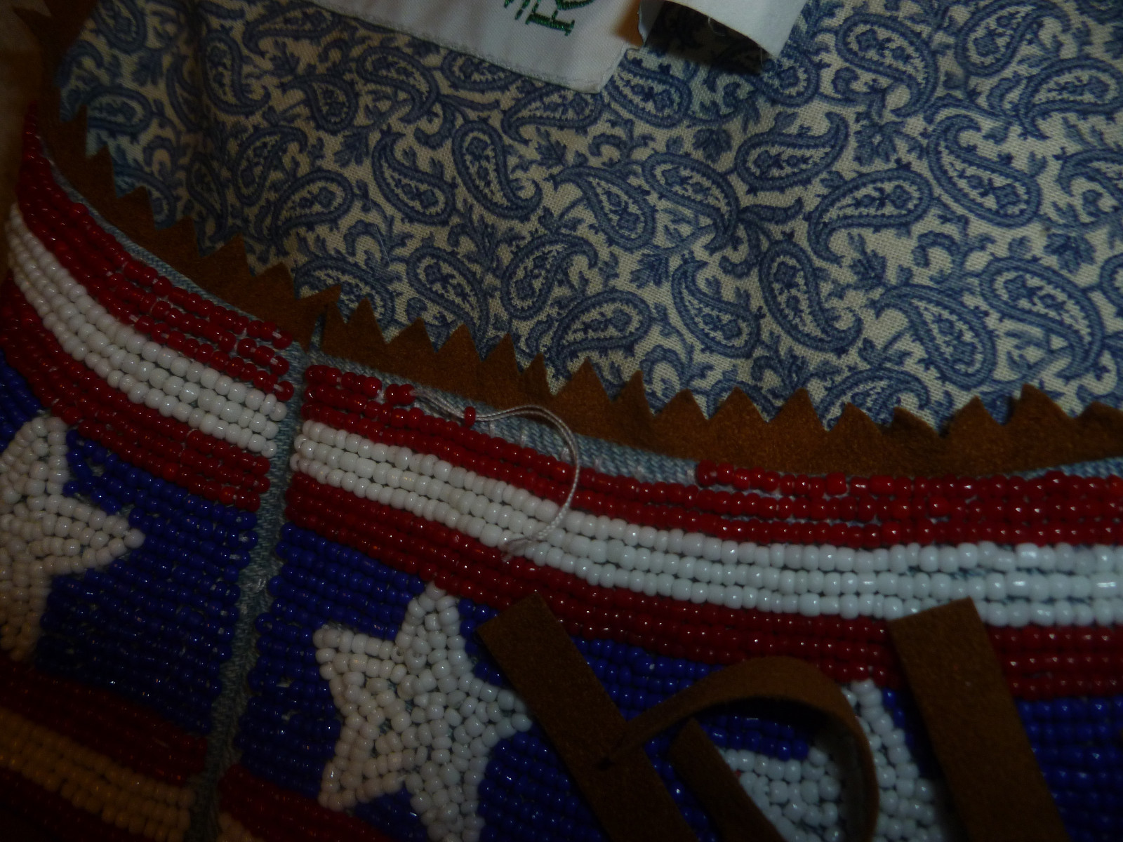 HAIRSTON ROBERSON ROPA GLASS BEADED WESTERN DENIM JACKET HORSE ARROWS FLAG STARS image 5