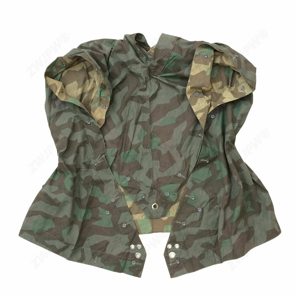 WWII WW2 GERMAN ARMY SPLINTER CAMO REVERSIBLE PONCHO TENT ZELTBAHN