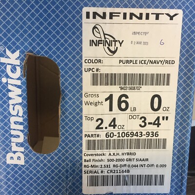 Brunswick Infinity 1st quality BOWLING ball 16 lb brand new in box