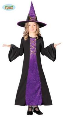CARNEVALE HALLOWEEN VESTITO STREGA VIOLA BAMBINA PURPLE WITCH