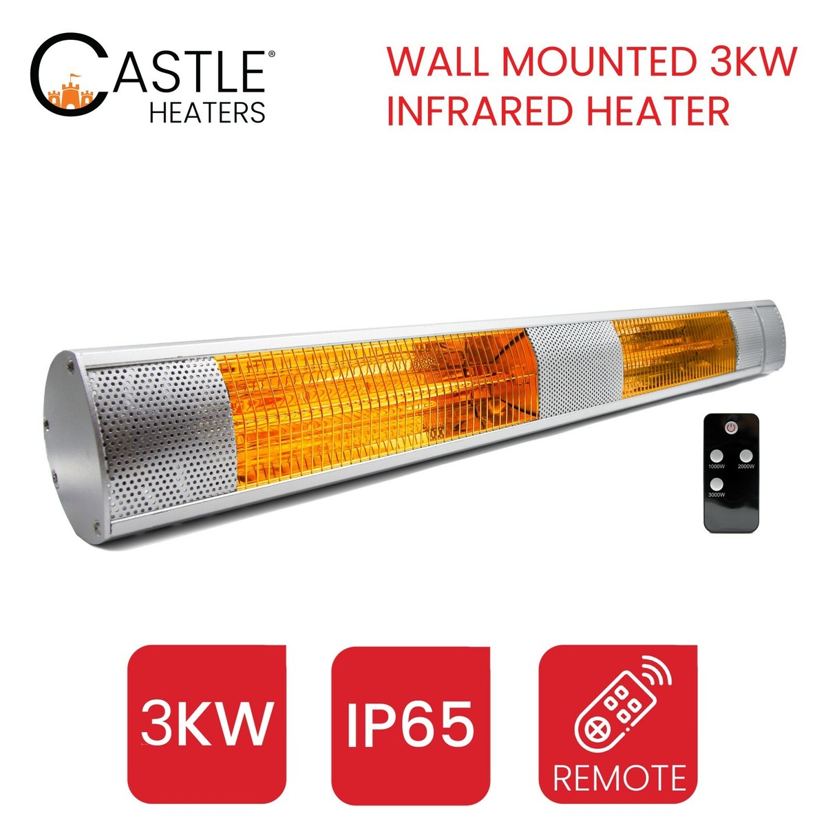 3KW Outdoor Electric Heater Garden Wall Mounted Infrared Water