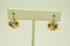 Sterling Silver Gold Tone Cross Hatch Design Earrings  #FMT630