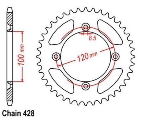 Roue a chaine 47 dents 428 Yamaha YZ 85 SW 02-14 couronne arriere moto