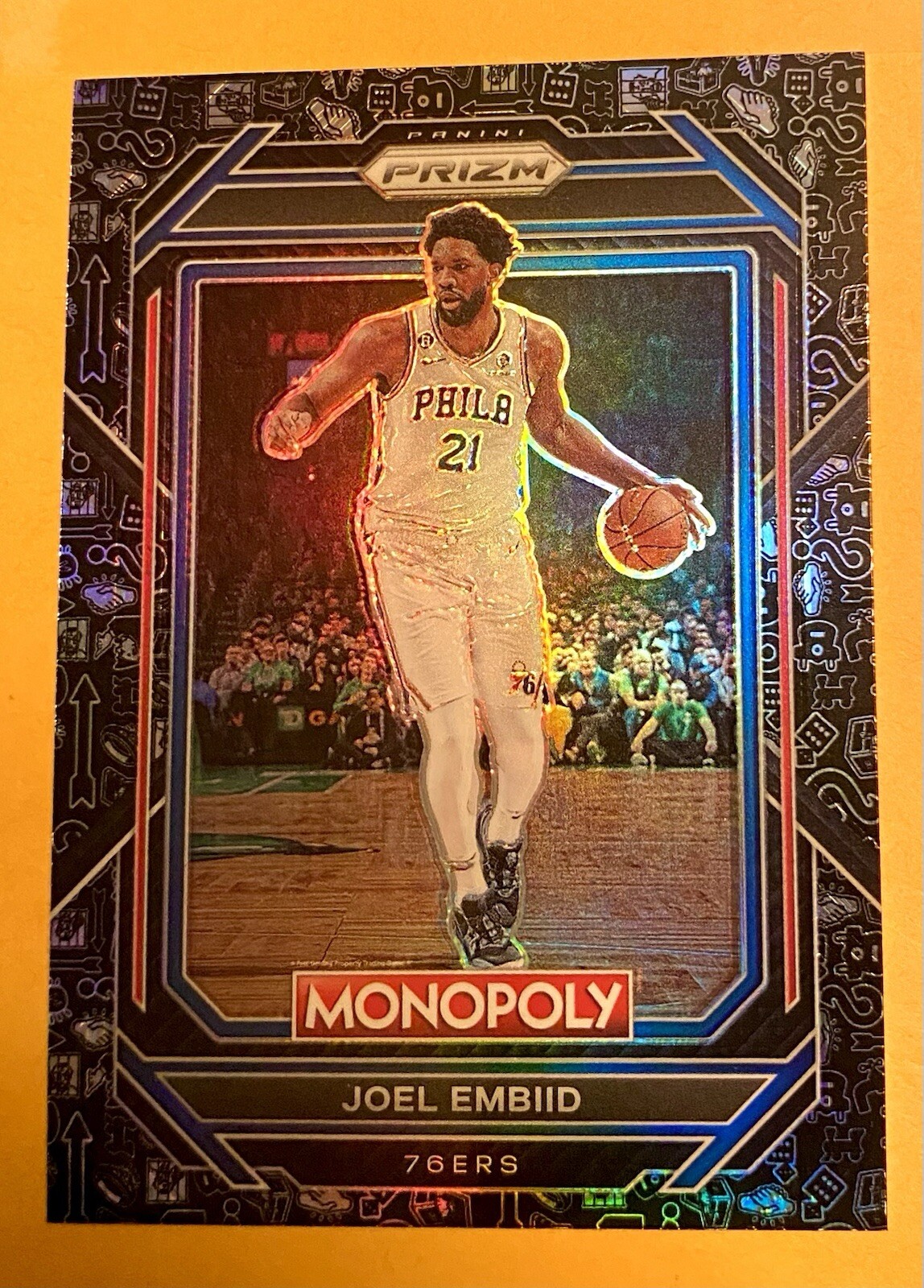 2022-23 Panini Prizm NBA Monopoly Black Icons Joel Embiid #67 SP 76ers