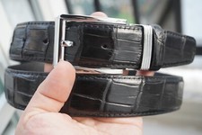 Black Real Belly Crocodile Belt Skin Leather Men's W 1.3 inch Y10