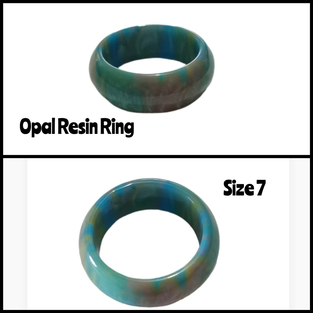 SIZE Natural Rainbow Opal Ring Resin Ring Iridescent Plastic