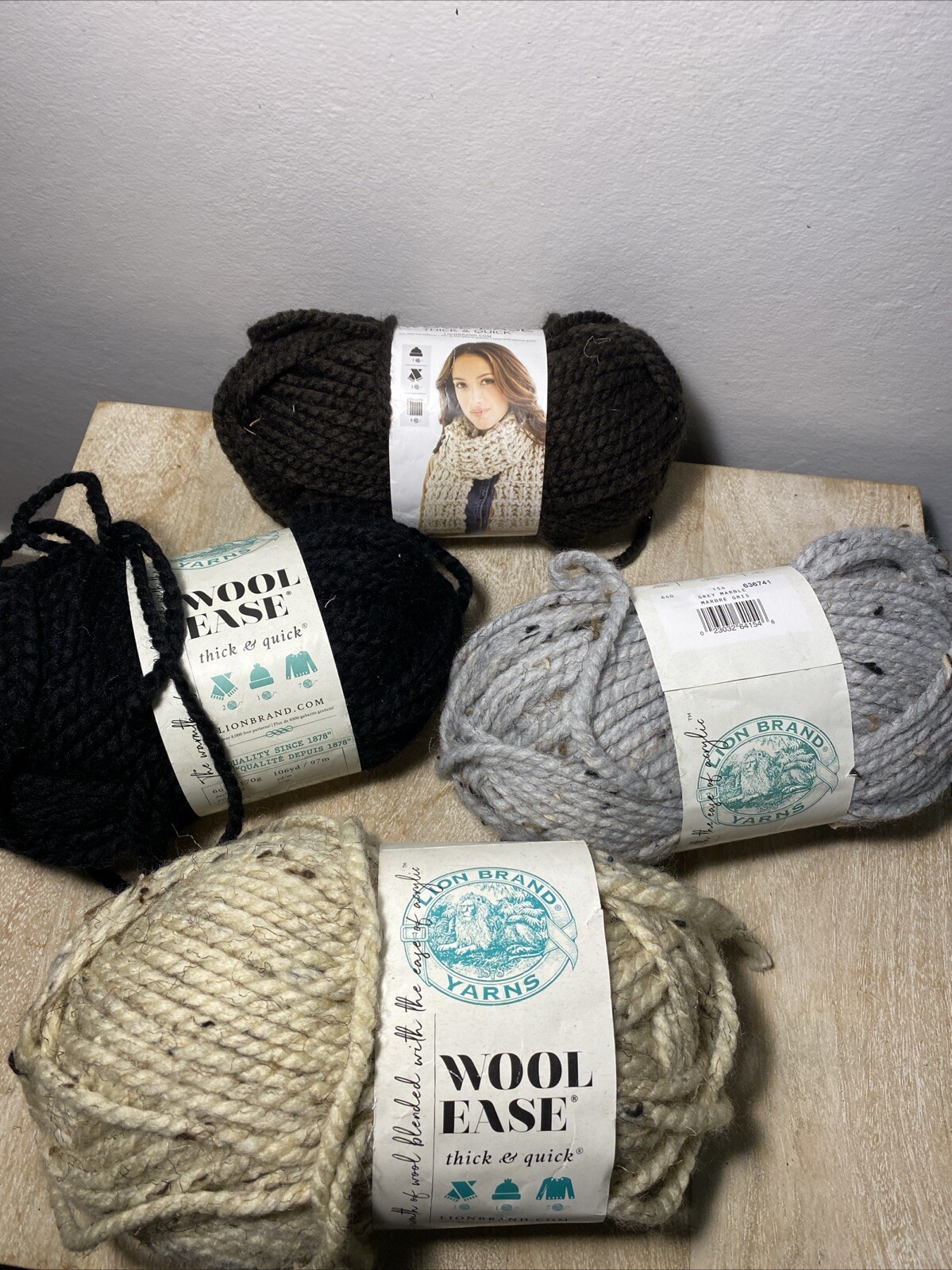 Lion Brand Wool-Ease Thick & Quick Yarn-3 Skeins Of Different Colors