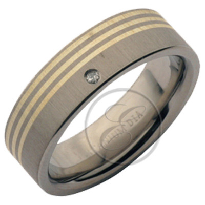 Titan & Silber Ring 7 mm Diamant Ehering