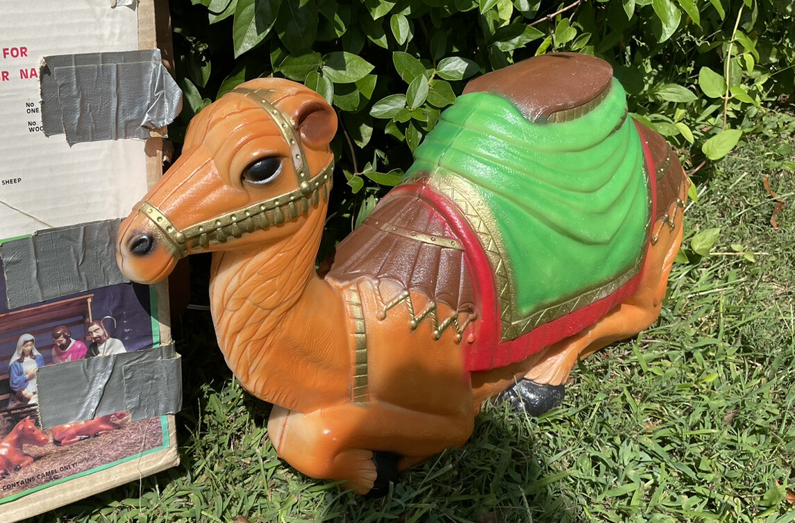 Vintage Empire Blow Mold Camel Nativity With Box EUC Lighted Christmas