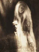 Creepy Man with Ghost Photo Print Vintage Wall Decor Spooky Photo