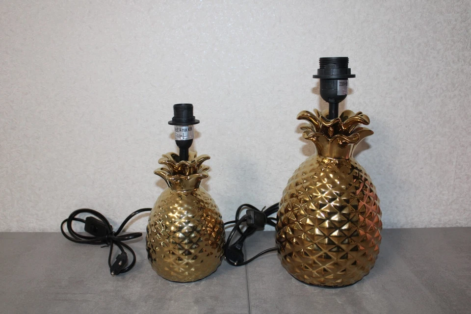 Tischlampe Ananas Gold Tischleuchte Lampen Lampenfuß LED geeignet - Bild 3 von 4