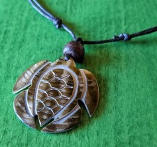 Echte Handarbeit Schildkröte Turtle Muschel Perlmutt Amulett Anhänger Kette 