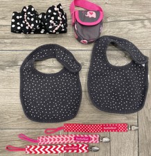 Baby Lot 3 BooginHead Baby Newborn PaciGrip Pacifier Clips  2 Cater's OS Bibs 