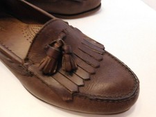 C.H. BASS CO MENS BROWN LEATHER TASSEL LOAFERS SIZE 10 D