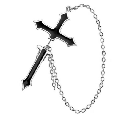 LAST CHANCE!! Alchemy Impalare Black Ozzy Cross Single Earring Faux Gauge E280