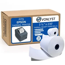 Vonlyst Receipt Paper Roll 3 1/8 x 230 for Epson Thermal Printer (12 rolls)