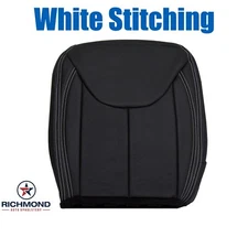 13-17 Wrangler Unlimited -BLACK Driver Side Bottom Leather Seat Cover White Seam