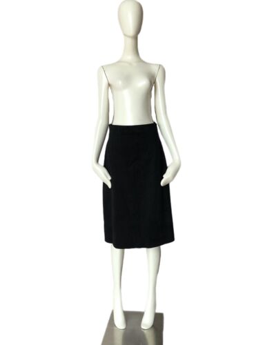 WOLFORD Austria Black Faux Suede A-Line Pull On Skirt Size 6 US 40 IT - Picture 1 of 10