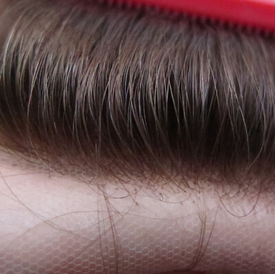 Mens Toupee Swiss Lace Human Hair Systems Hairpieces Bleached Hairline 90% #4