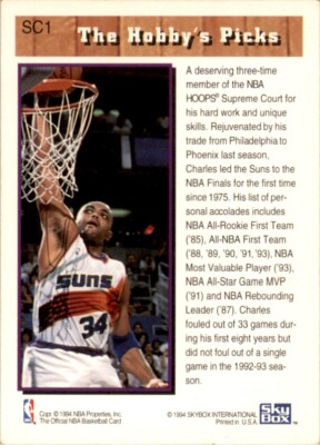 1993 Hoops Supreme Court #SC1 Charles Barkley Phoenix Suns | eBay
