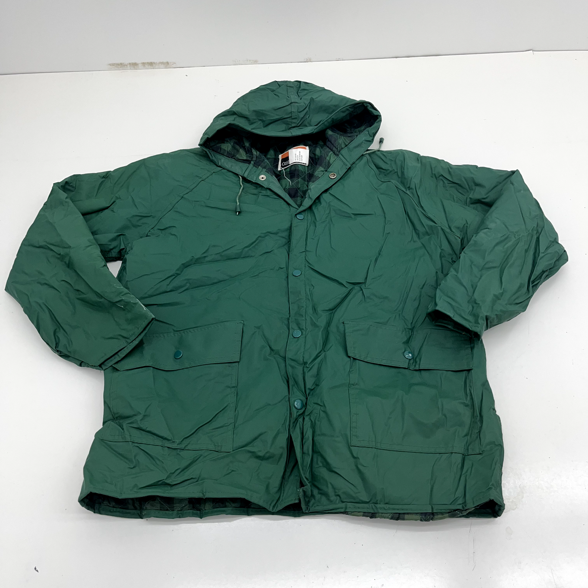 Vintage Ozark Trail Green PVC Long Sleeve Button-Up Rain Jacket