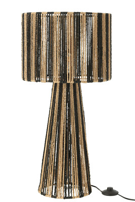 Tischlampe Streifen Seile Metall/Papier Schwarz/Naturell