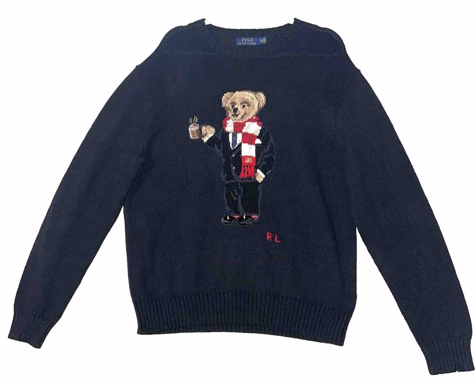 Rare Polo Cocoa Bear Sweater Black Knit Size XL TG Excellent Used