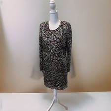 MNG Mango Women's Sequin Shoulder Pads Dress Multicolor Preowned Never Worn L
