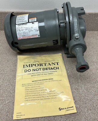 BELL & GOSSETT 616PF CENTRIFUGAL PUMP, C-35 SERIES, 1/2 HP, 3-PHASE, NEW!!