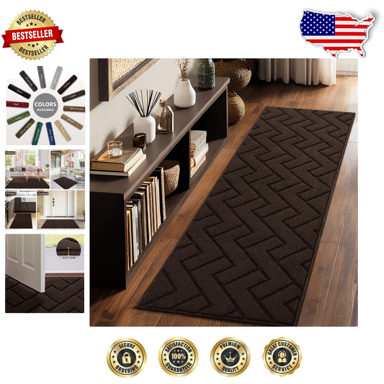20x59 Elegant Anti-Slip Stain-Resistant Easy-Clean Indoor Doormat