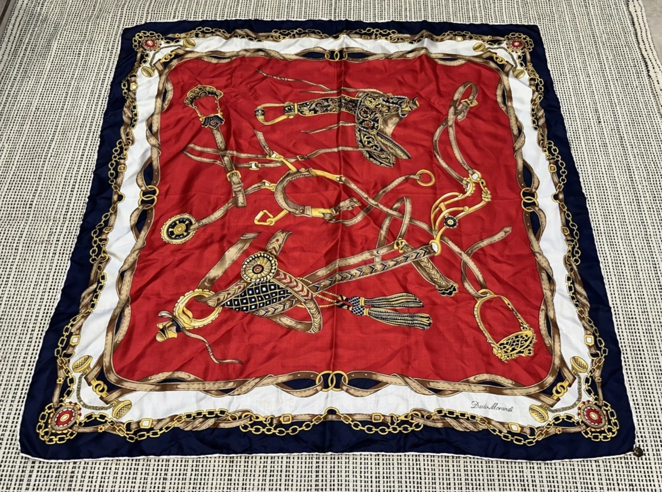 Foulard vintage en soie thème équestre DADO MORANDI 29,5