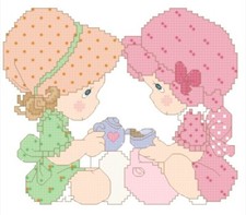 SCHEMA PUNTO CROCE NASCITA  BIMBA CHILD CROSS STITCH WELCOME BABY NURSERY BOND