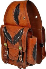 Leather Western Trail Tooling Carving Pack Equipment Horse Saddle Bag