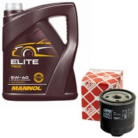 MotoröL Set 5W40 5 Liter + ÖLfilter 22532 FüR Seat Ibiza III 1.8 T Cupra R 6L1