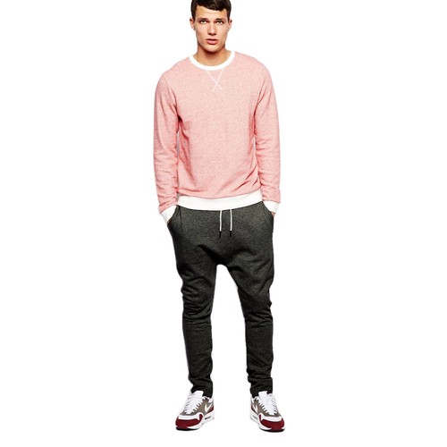 MENs Bottoms Joggers Skinny Drop Crotch Jogging Pants Cuffed Tracksuits Biker UK - Picture 6 of 10