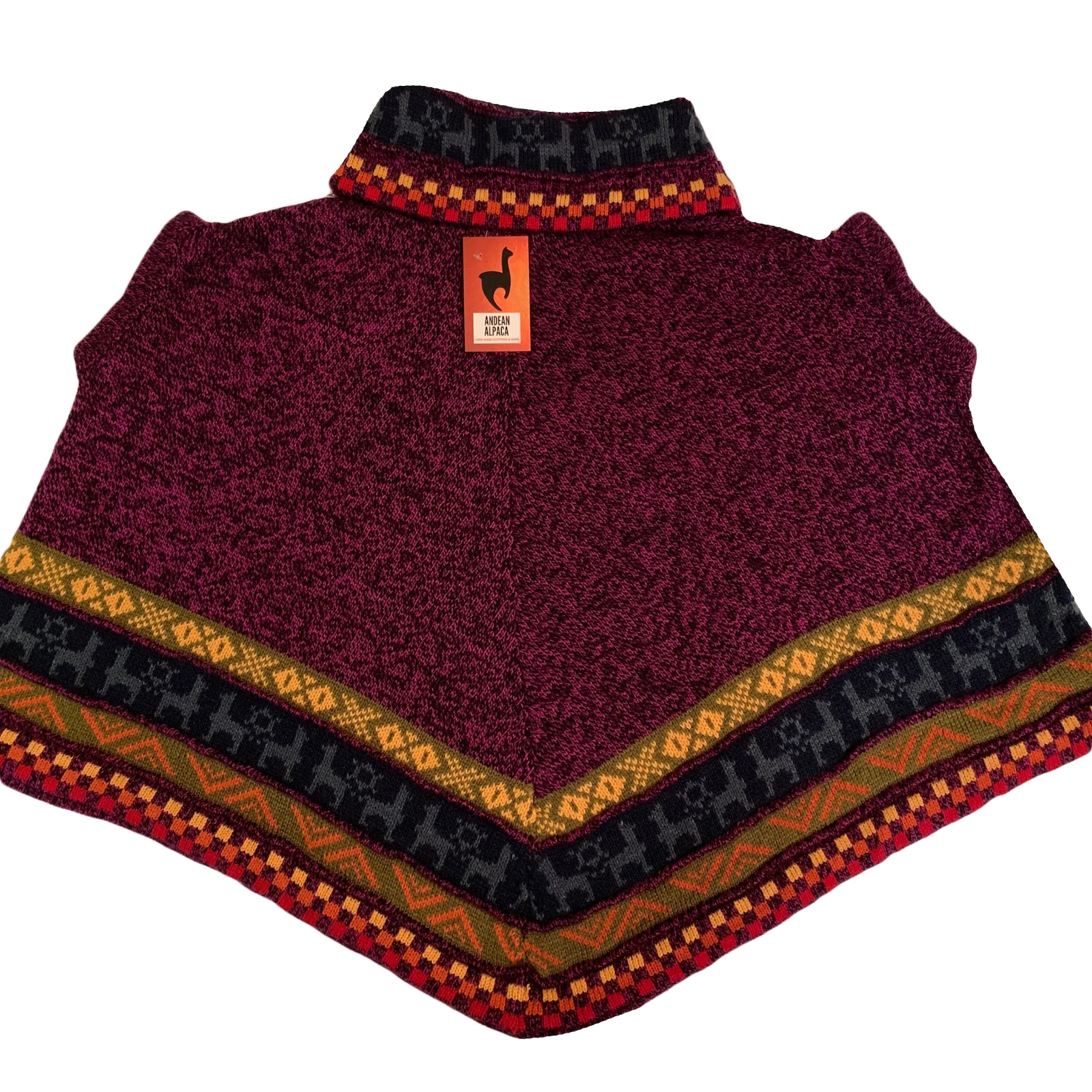 ANDEAN ALPACA HANDMADE WOMEN PURPLE CAPE COAT PONCHO SIZE S M