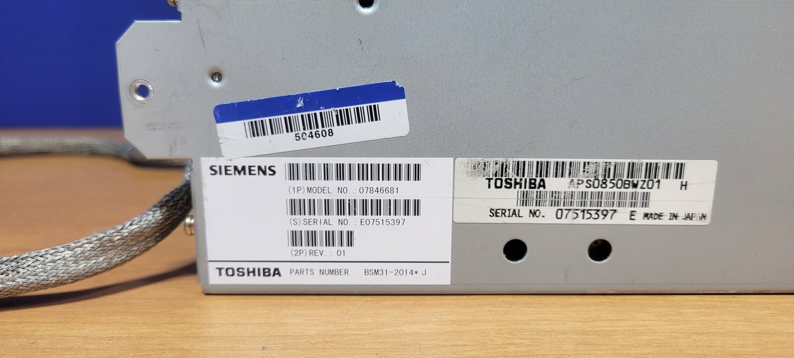 SIEMENS 07846681 TOSHIBA #BSM31-2014 ULTRASOUND POWER SUPPLY MODULE APS0850BWZ01