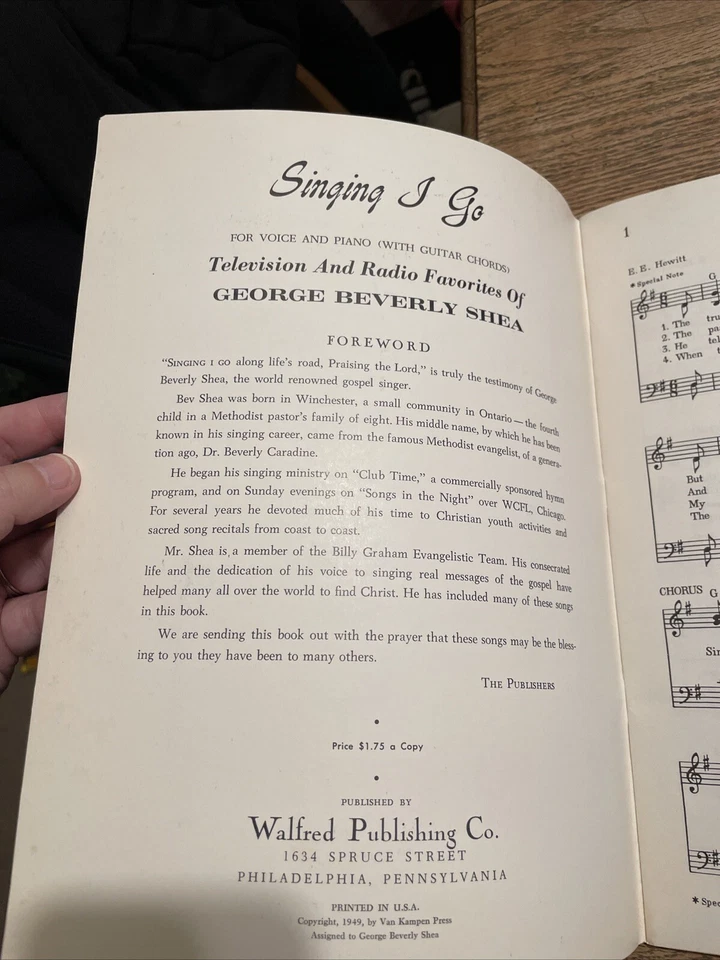 Singing, I Go ￼Vintage Sheet Music book  1949 George Beverly Shea - Image 3 of 3