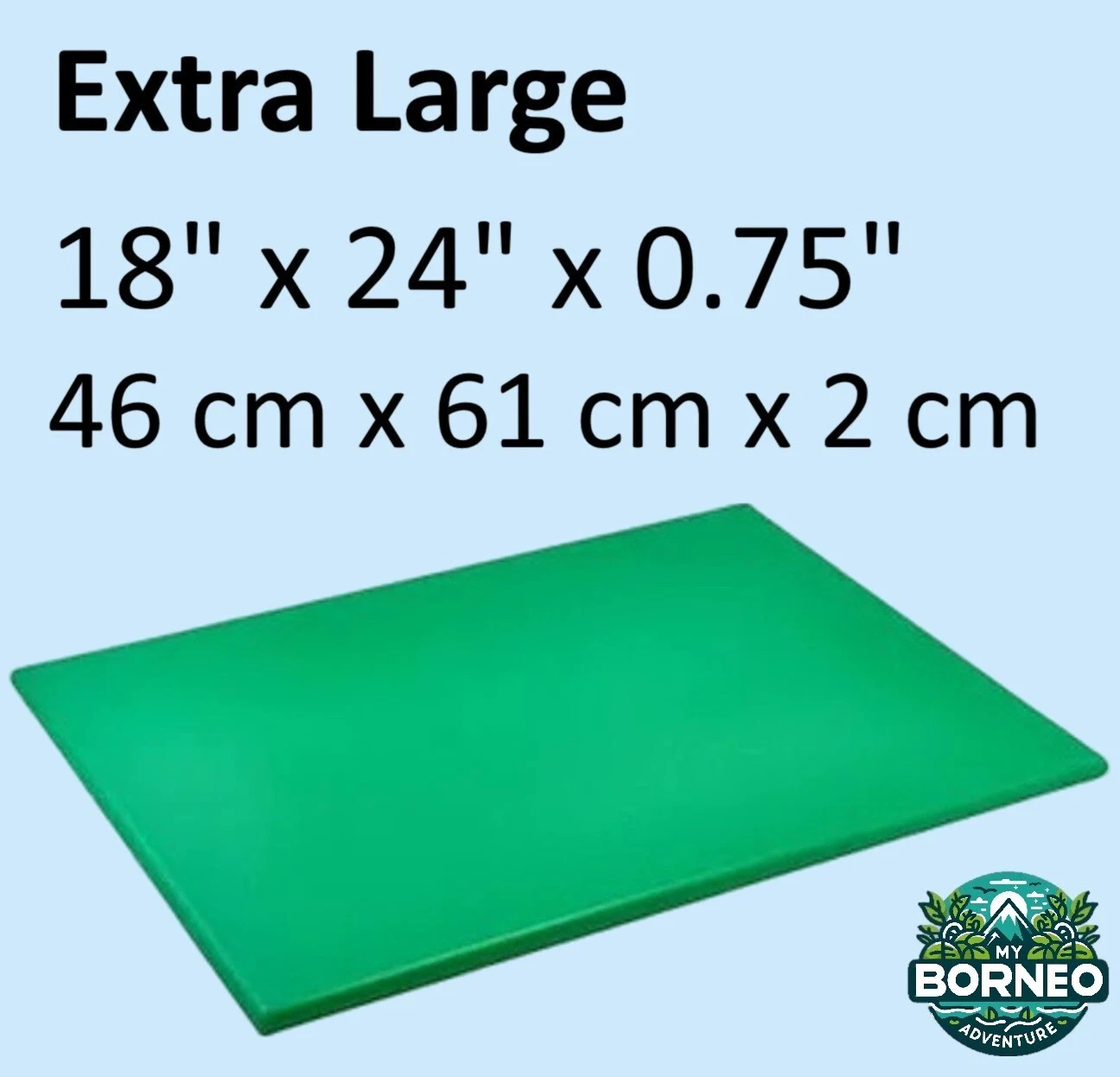 High Density Chopping Cutting Board | X Large 18"x 24"x 0.75" | Green HDPE