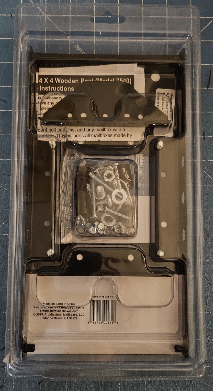 Architectural Mailboxes 7540B10 Steel Mailbox Adapter Plate 4" x 4