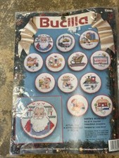 BUCILLA 83046 SANTA'S WORKSHOP SET OF 12 COUNTED CROSS-STITCH ORNAMENTS KIT 3"